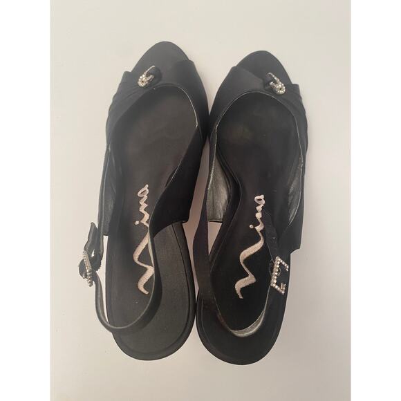 NINA Women's Black Open Toe Heels Rhinestone Accents Slingback Size 10 M EU 40 - Picture 2 of 8